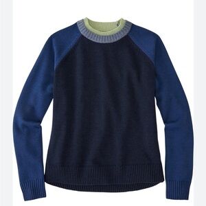 Title Nine Navy and Blue Mendocino Sweater - Colorblock Crew Neck Sweater SZ M